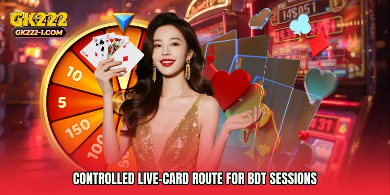Controlled live-card route for BDT sessions